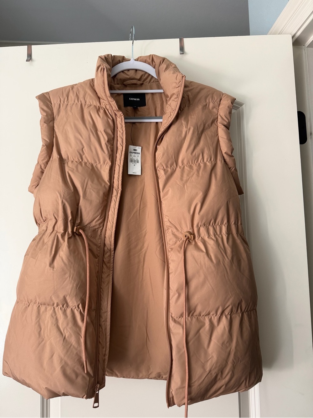 Express Quilted Vest in Camel Tan